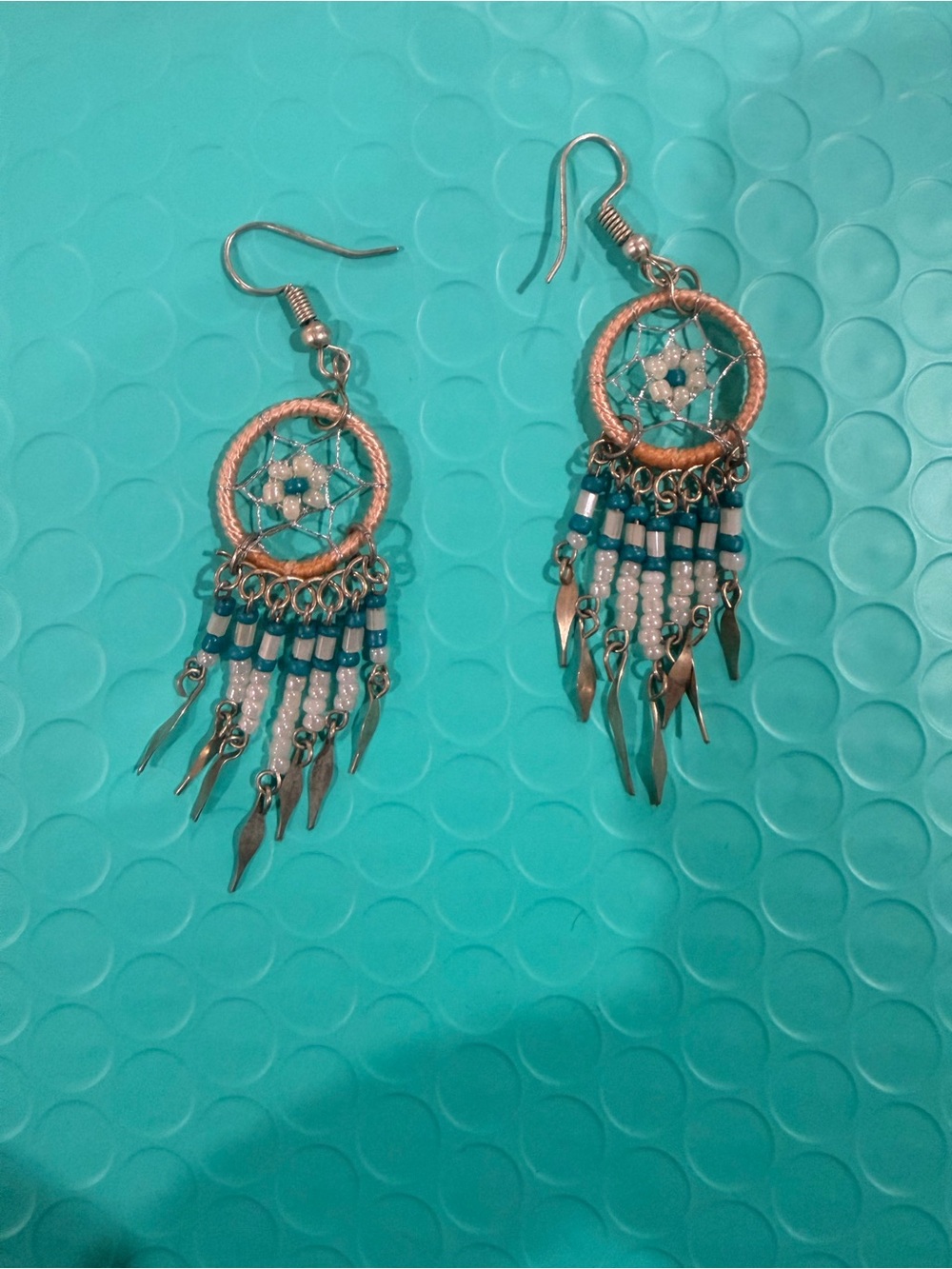 Accessorize Teal and Silver Dreamcatcher Dangle Earrings